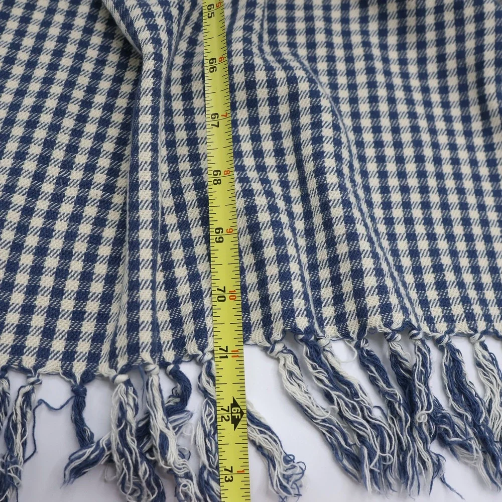 Denim & Supply Scarf Unisex Gingham Check Fringed OS Blue White India